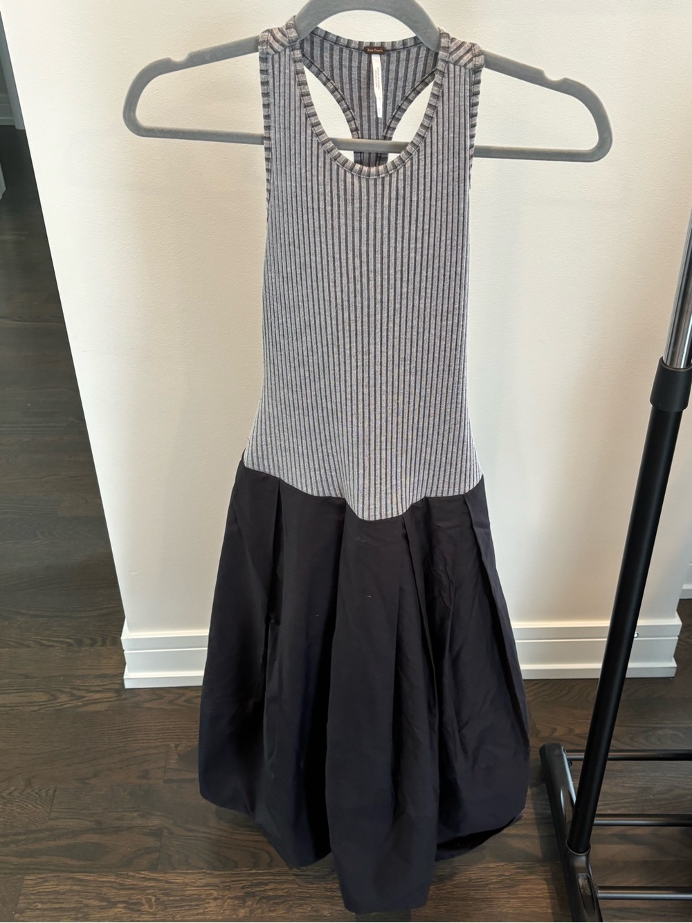 Free People Gray/Black Ribbed Tank Dress